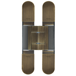  PMI 3-Way Adjustable Invisible Hinge, Door Thickness 1-1-8” (28mm) to 1-7/16” (34mm), Screw Covers Included, 13/16” (22mm) W x 5”(128mm) L x 13/16” (21mm) D, Brushed Bronze