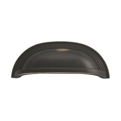 Deco 3-3/4 Inch Center to Center Oil Rubbed Bronze Highlighted Cabinet Cup Pull