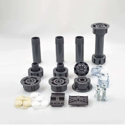 PMI 4-Leg Plastic Cabinet Leveler Set, 4 to 6-1/2 Inch Height Adjustable, Groove Mount Clip and Hollow Bolt Socket Included