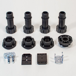  PMI 4-Leg Cabinet Leveler Set (1-Cabinet), 3-3/4 to 6-1/4 Inch Height Adjustable, Screw Mount Clip Included, Black High Impact Plastic 