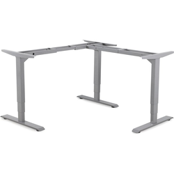 30 Inch Deep 3 Legged L-Shape Height Adjustable Electric Desk Frame, Grey