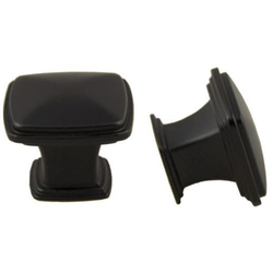 1-1/4 Inch Diameter Traditional Collection Square Cabinet Knob, Matte Black