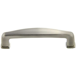 3-3/4 Inch Center to Center Deco Cabinet Pull, Satin Nickel