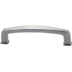 3-3/4 Inch Center to Center Deco Cabinet Pull, Polished Chrome