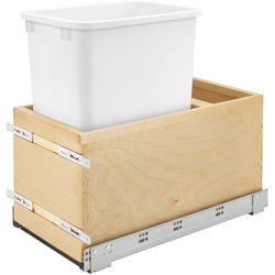 32% OFF 35 Quart Undermount Single Trash Pull-Out Waste Container with Soft-Close Slides, Face Frame Min. Cabinet Opening: 11-1/2 Inch Wide, Natural Maple with White Bin