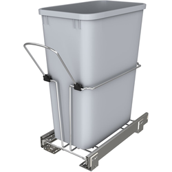 21% OFF 32 Quart Single Trash Pull-Out Waste Container with Ball Bearing Slides , Face Frame Min. Cabinet Opening: 9-1/2 Inch Wide, Chrome with Gray Bin