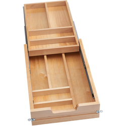  Two Tier, Double Cutlery Drawer for 15 Inch Frameless Cabinet with a 13-1/4” to 13-1/2 Inch Cabinet Opening Width, Includes Blumotion Soft-Close 21-Inch Undermount Slide and Locking Clips , Maple