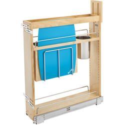 Knife Block and Utensil Base Cabinet Organizer with BLUMOTION Soft-Close for Full Height, Face Frame Min. Cabinet Opening: 5-1/2 Inch Wide, Natural Maple