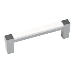 Loft 3 Inch Center to Center Satin Nickel With White Matte Cabinet Pull