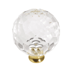 Crystal Palace 1-1/4 Inch Diameter Crystal Acrylic/Polished Brass Cabinet Knob