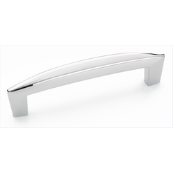 Clearance Sale, Creased Bow 3-3/4 Inch Center to Center Polished Chrome Cabinet Pull