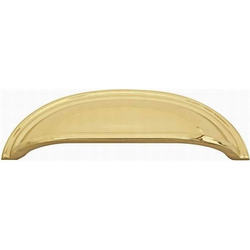 3 Inch Center To Center Cup Cabinet Pull, Polished Brass Lifetime