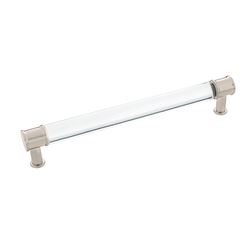 Midway Pull 7-9/16 inch Center to Center Crysacrylic with Satin Nickel