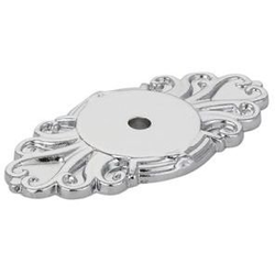 Ribbon and Reed Backplate for Cabinet Knob, Polished Chrome