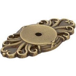 Ribbon and Reed Backplate for Cabinet Knob, French Antique Brass