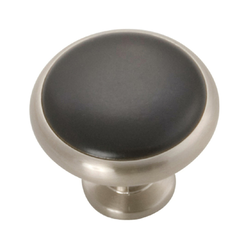 Tranquility 1-3/8 Inch Diameter Satin Nickel with Black Cabinet Knob