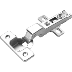 Slide-On Half Overlay 105 Degree Frameless Hinge, Polished Nickel
