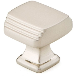 1-1/4 Inch Diameter Art Deco Cabinet Knob, Satin Nickel