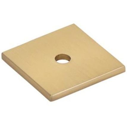 Art Deco Square Backplate for Cabinet Knob, Satin Brass