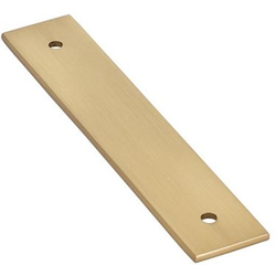 Art Deco Rectangular Backplate for Cabinet Pull with 4 Inch Center to Center, Satin Brass