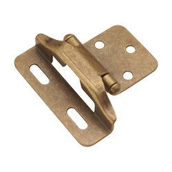 Partial Wrap 1/4 inch Overlay Hinge Pair Ant. Brass Self Close