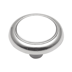 Tranquility 1-1/4 Inch Diameter White Porcelain with Chrome Cabinet Knob