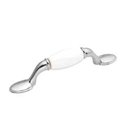 Tranquility 3 Inch Center to Center White Porcelain with Chrome Cabinet Pull