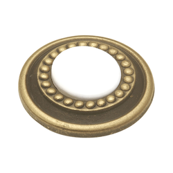1-1/4 Inch Diameter Cavalier Cabinet Knob, Antique Brass and White