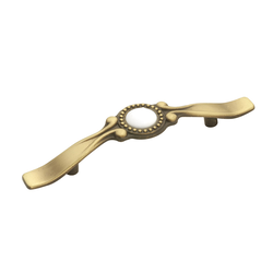 3 Inch Center to Center Cavalier Cabinet Pull, Antique Brass and White