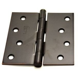 Pair of 4 Inch Width x 4 Inch Height Square Steel Residential Duty Hinges, Oil Rubbed Bronze
