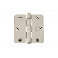 Pair of 3-1/2 Inch Width x 3-1/2 Inch Height 1/4 Inch Radius Steel Residential Duty Hinges, Satin Nickel