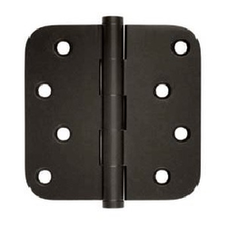 Pair of 4 Inch Width x 4 Inch Height 5/8 Inch Radius Steel Residential Duty Hinges, Oil Rubbed Bronze