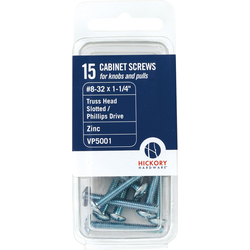  Hardware Screws, #8-32 x 1-1/4 Inch Length, Pack of 15, Zinc