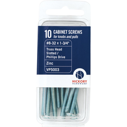  Hardware Screws, #8-32 x 1-3/4 Inch Length, Pack of 10, Zinc
