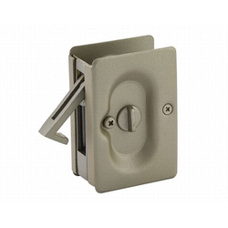 3-1/2 Inch Height Privacy Pocket Door Lock, Tumbled White Bronze