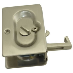 3-1/2 Inch Height Privacy Pocket Door Lock, Satin Nickel