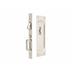 7-1/2 Inch Height Privacy Pocket Door Mortise Lock for 1-3/4 Inch Door, Satin Nickel