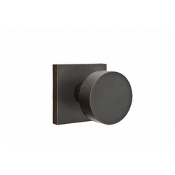 Round Door Knob Dummy Pair With Square Rose for 1-1/4 Inch to 2 Inch Door, Oil Rubbed Bronze
