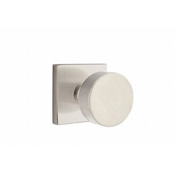 Round Door Knob Dummy Pair With Square Rose for 1-1/4 Inch to 2 Inch Door, Satin Nickel
