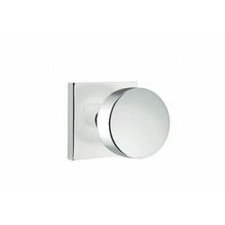 Round Door Knob Dummy Pair With Square Rose for 1-1/4 Inch to 2 Inch Door, Polished Chrome