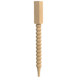 3 Inch Square x 35.25 Inch Height Charleston Bead Column, Red Oak