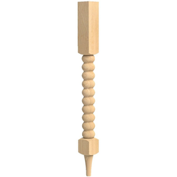 3 Inch Square x 35.25 Inch Height Charleston Double Bead with Foot, Hard Maple