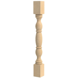 3.75 Inch Square x 35.25 Inch Height English Country Double Square Island Column, Alder
