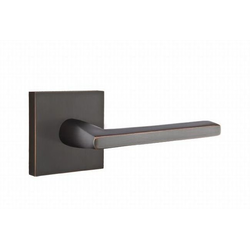 Helios Door Lever Left Handed 2-3/8 Inch Backset Passage with Square Rose for 1-1/4 Inch to 2 Inch Door, Oil Rubbed Bronze