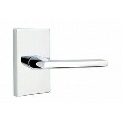 Helios Door Lever Right Handed 2-3/8 Inch Backset Passage with Modern Rectangular Rose for 1-1/4 Inch to 2 Inch Door, Polished Chrome