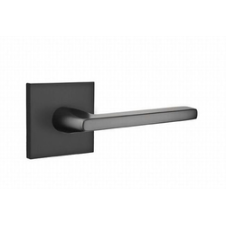 Helios Door Lever Left Handed 2-3/8 Inch Backset Privacy With Square Rose for 1-1/4 Inch to 2 Inch Door, Flat Black