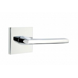 Helios Door Lever Left Handed 2-3/8 Inch Backset Privacy With Square Rose for 1-1/4 Inch to 2 Inch Door, Polished Chrome