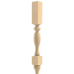 3.75 Inch Square x 35.25 Inch Height Country French Double Square Island Column, Hard Maple