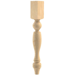 3.75 Inch Square x 29.25 Inch Height Country French Leg, Hard Maple