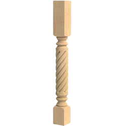 3.75 Inch Square x 35.25 Inch Height Roped Greco Roman Classic Island Column, Alder